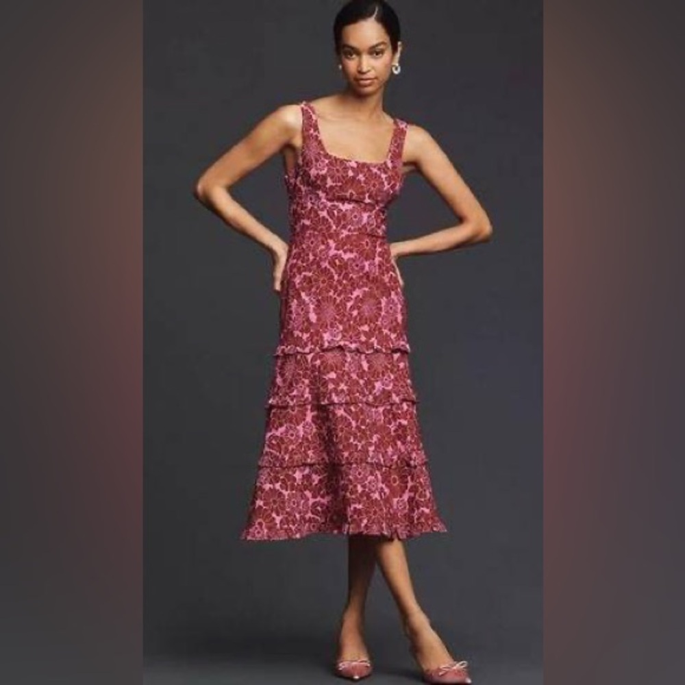 Anthropologie Blythe Dress NWT pink combo design